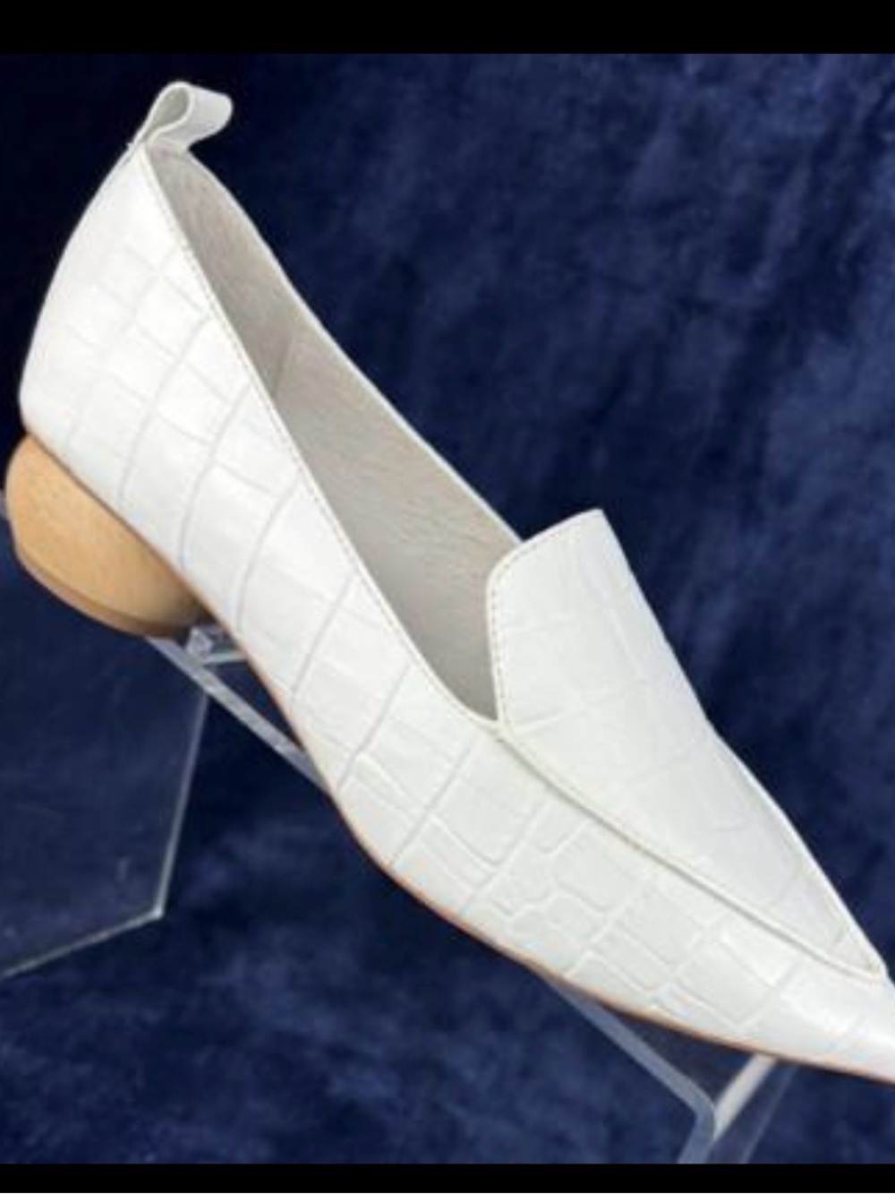 Jeffrey Campbell White Croc-Embossed Pointed Loafers